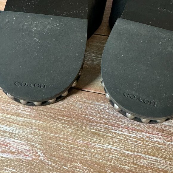 COACH Hailey Black Leather Bead Chain Studded Slide Sandals - US 6 - Picture 8 of 16